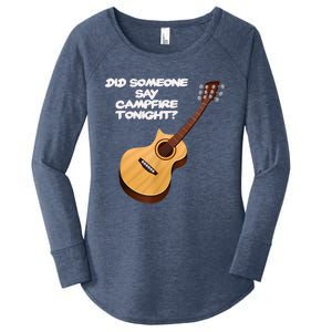 Funny Music Acoustic Guitar Campfire Women's Perfect Tri Tunic Long Sleeve Shirt