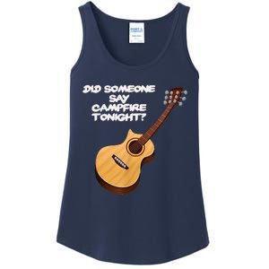 Funny Music Acoustic Guitar Campfire Ladies Essential Tank