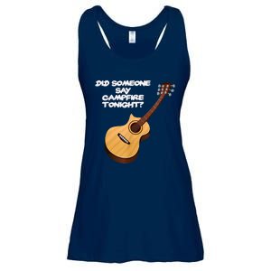 Funny Music Acoustic Guitar Campfire Ladies Essential Flowy Tank