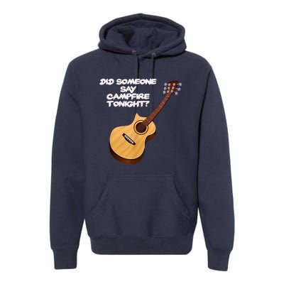 Funny Music Acoustic Guitar Campfire Premium Hoodie