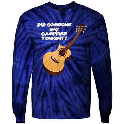 Funny Music Acoustic Guitar Campfire Tie-Dye Long Sleeve Shirt