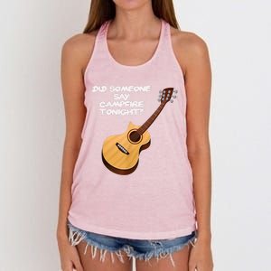 Funny Music Acoustic Guitar Campfire Women's Knotted Racerback Tank