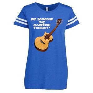 Funny Music Acoustic Guitar Campfire Enza Ladies Jersey Football T-Shirt