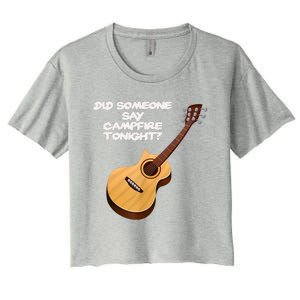 Funny Music Acoustic Guitar Campfire Women's Crop Top Tee