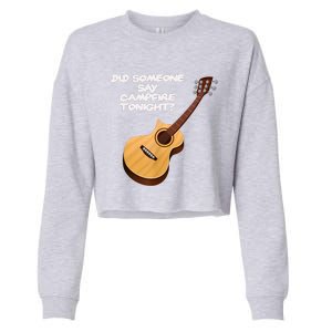 Funny Music Acoustic Guitar Campfire Cropped Pullover Crew