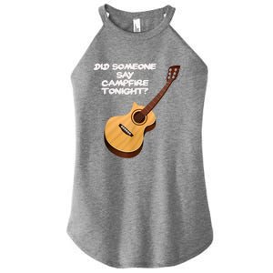 Funny Music Acoustic Guitar Campfire Women's Perfect Tri Rocker Tank