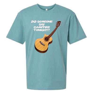 Funny Music Acoustic Guitar Campfire Sueded Cloud Jersey T-Shirt