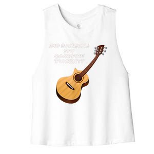 Funny Music Acoustic Guitar Campfire Women's Racerback Cropped Tank