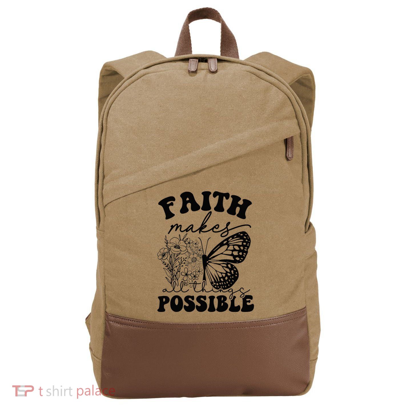 Faith Makes All Things Possible Jesus lover Christian ideas Cotton Canvas Backpack