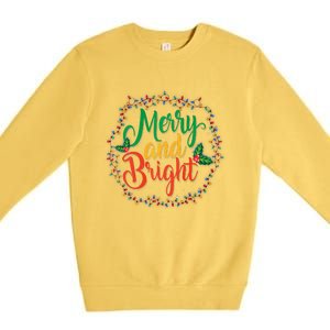 Funny Merry And Bright Christmas Lights Family Xmas Holidays Premium Premium Crewneck Sweatshirt