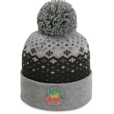 Funny Merry And Bright Christmas Lights Family Xmas Holidays Premium The Baniff Cuffed Pom Beanie