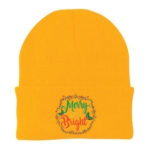 Funny Merry And Bright Christmas Lights Family Xmas Holidays Premium Knit Cap Winter Beanie