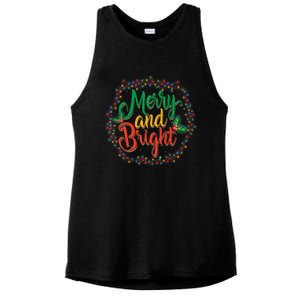 Funny Merry And Bright Christmas Lights Family Xmas Holidays Premium Ladies PosiCharge Tri-Blend Wicking Tank