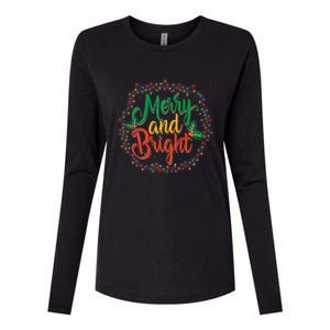 Funny Merry And Bright Christmas Lights Family Xmas Holidays Premium Womens Cotton Relaxed Long Sleeve T-Shirt