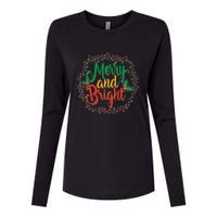 Funny Merry And Bright Christmas Lights Family Xmas Holidays Premium Womens Cotton Relaxed Long Sleeve T-Shirt