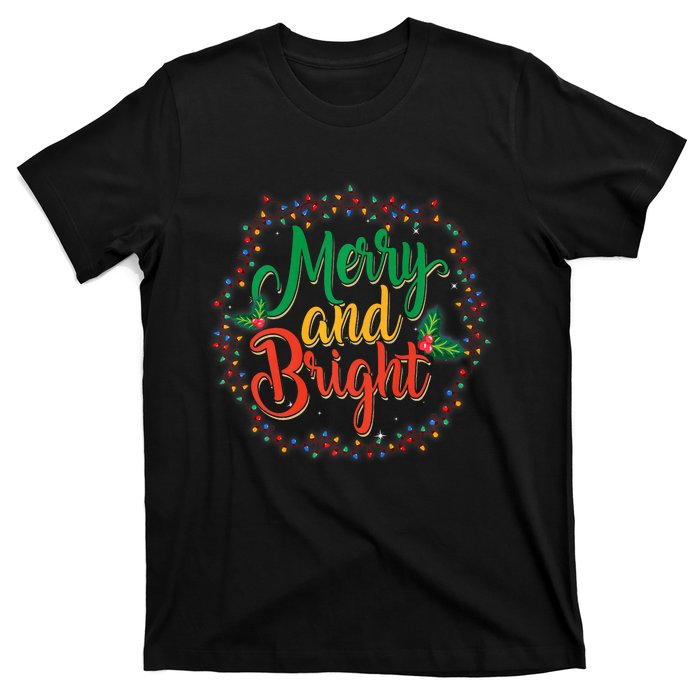 Funny Merry And Bright Christmas Lights Family Xmas Holidays Premium T-Shirt