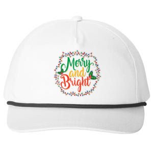 Funny Merry And Bright Christmas Lights Family Xmas Holidays Premium Snapback Five-Panel Rope Hat