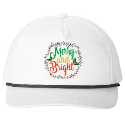 Funny Merry And Bright Christmas Lights Family Xmas Holidays Premium Snapback Five-Panel Rope Hat