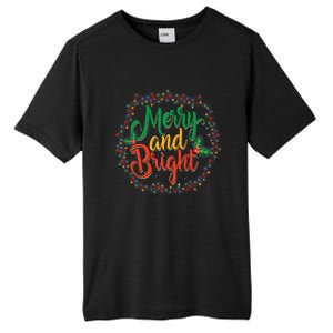 Funny Merry And Bright Christmas Lights Family Xmas Holidays Premium Tall Fusion ChromaSoft Performance T-Shirt