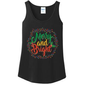 Funny Merry And Bright Christmas Lights Family Xmas Holidays Premium Ladies Essential Tank