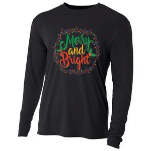 Funny Merry And Bright Christmas Lights Family Xmas Holidays Premium Cooling Performance Long Sleeve Crew