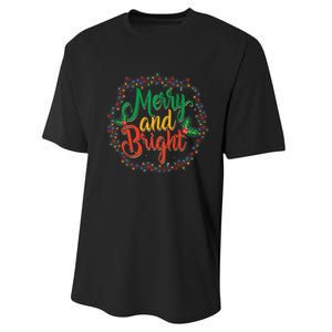 Funny Merry And Bright Christmas Lights Family Xmas Holidays Premium Performance Sprint T-Shirt