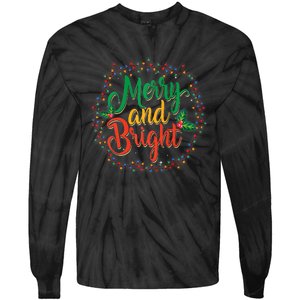 Funny Merry And Bright Christmas Lights Family Xmas Holidays Premium Tie-Dye Long Sleeve Shirt