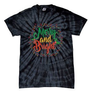 Funny Merry And Bright Christmas Lights Family Xmas Holidays Premium Tie-Dye T-Shirt