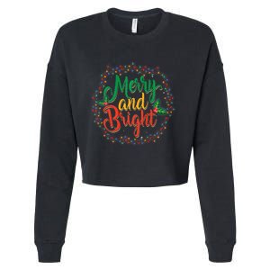 Funny Merry And Bright Christmas Lights Family Xmas Holidays Premium Cropped Pullover Crew