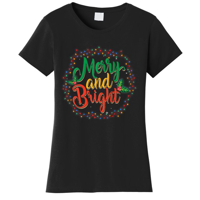 Funny Merry And Bright Christmas Lights Family Xmas Holidays Premium Women's T-Shirt