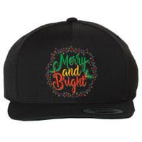 Funny Merry And Bright Christmas Lights Family Xmas Holidays Premium Wool Snapback Cap