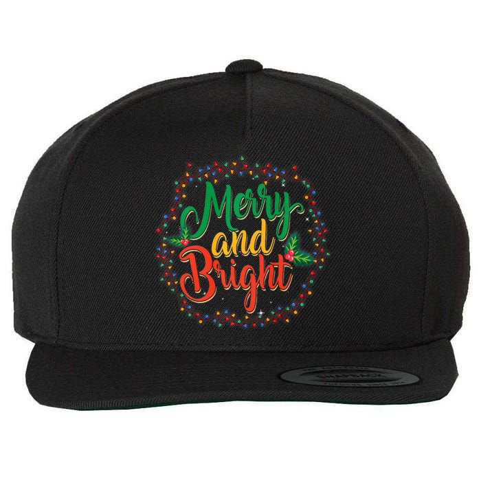 Funny Merry And Bright Christmas Lights Family Xmas Holidays Premium Wool Snapback Cap