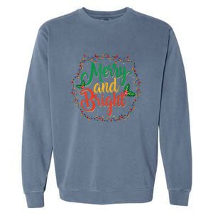 Funny Merry And Bright Christmas Lights Family Xmas Holidays Premium Garment-Dyed Sweatshirt