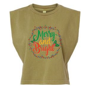 Funny Merry And Bright Christmas Lights Family Xmas Holidays Premium Garment-Dyed Women's Muscle Tee