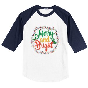 Funny Merry And Bright Christmas Lights Family Xmas Holidays Premium Baseball Sleeve Shirt