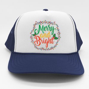 Funny Merry And Bright Christmas Lights Family Xmas Holidays Premium Trucker Hat