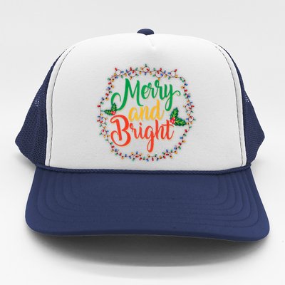 Funny Merry And Bright Christmas Lights Family Xmas Holidays Premium Trucker Hat