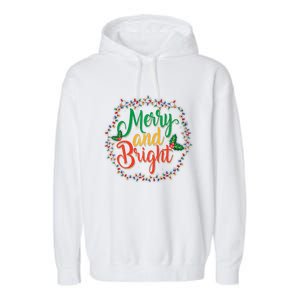 Funny Merry And Bright Christmas Lights Family Xmas Holidays Premium Garment-Dyed Fleece Hoodie