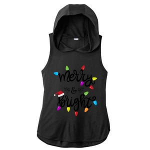 Funny Merry And Bright Christmas Lights Gift Ladies PosiCharge Tri-Blend Wicking Draft Hoodie Tank