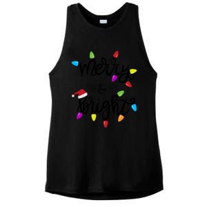 Funny Merry And Bright Christmas Lights Gift Ladies PosiCharge Tri-Blend Wicking Tank