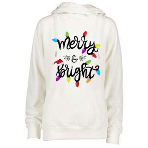 Funny Merry And Bright Christmas Lights Gift Womens Funnel Neck Pullover Hood