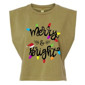 Funny Merry And Bright Christmas Lights Gift Garment-Dyed Women's Muscle Tee