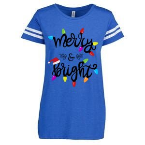 Funny Merry And Bright Christmas Lights Gift Enza Ladies Jersey Football T-Shirt