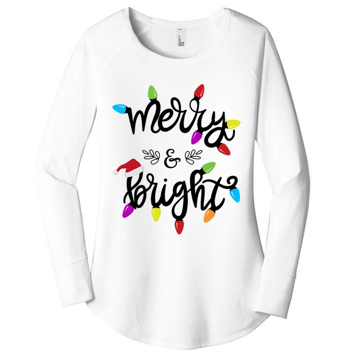 Funny Merry And Bright Christmas Lights Gift Women's Perfect Tri Tunic Long Sleeve Shirt