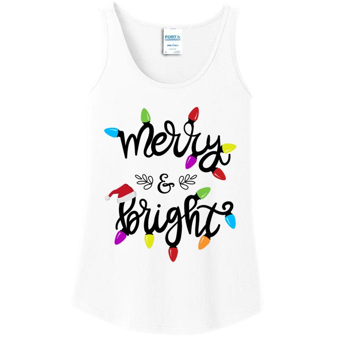 Funny Merry And Bright Christmas Lights Gift Ladies Essential Tank