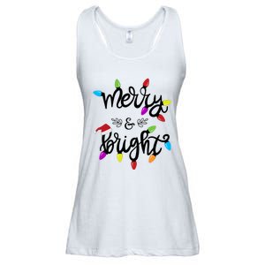 Funny Merry And Bright Christmas Lights Gift Ladies Essential Flowy Tank