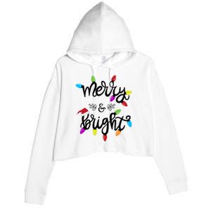 Funny Merry And Bright Christmas Lights Gift Crop Fleece Hoodie