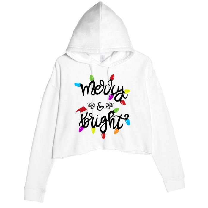 Funny Merry And Bright Christmas Lights Gift Crop Fleece Hoodie