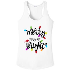 Funny Merry And Bright Christmas Lights Gift Ladies PosiCharge Competitor Racerback Tank