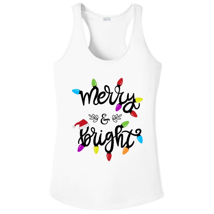 Funny Merry And Bright Christmas Lights Gift Ladies PosiCharge Competitor Racerback Tank